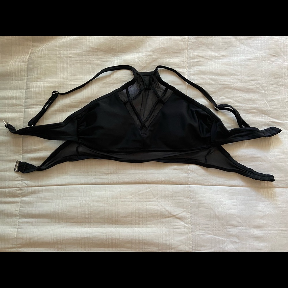 Black Mesh Swim Top